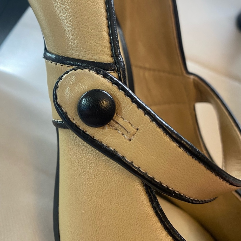 Talbots Cream and Black Peep Toe Heels - Picture 6 of 11